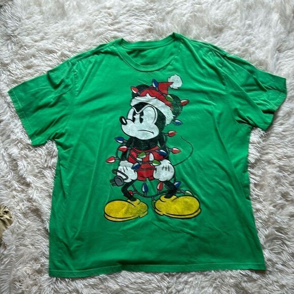 Disney Angry Mickey Mouse Christmas Graphic Tee Tshirt Shirt Top Size 2X - Picture 1 of 3